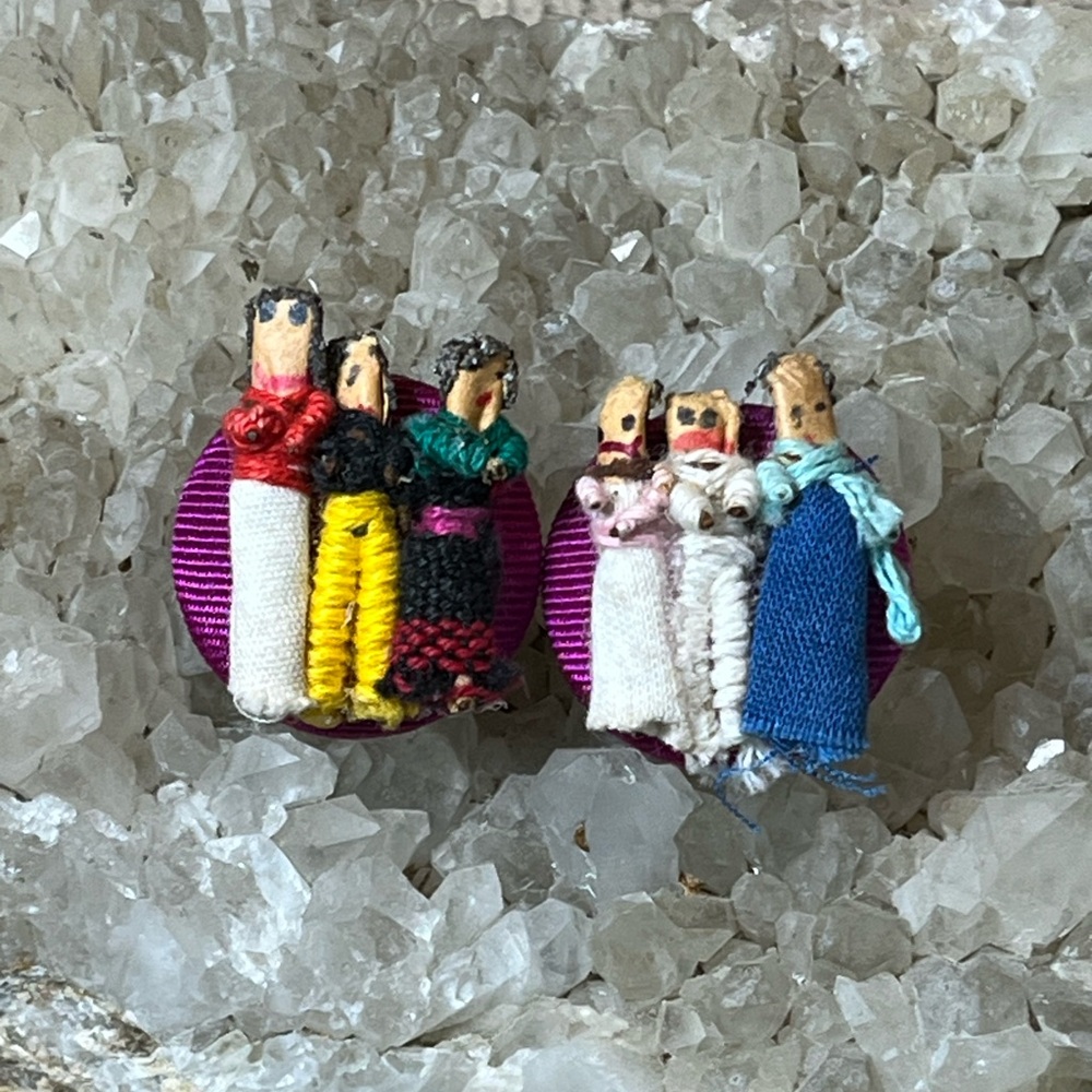 Vintage Guatemalan Worrie Doll Earrings Bohemian Earrings Vintage Earrings
